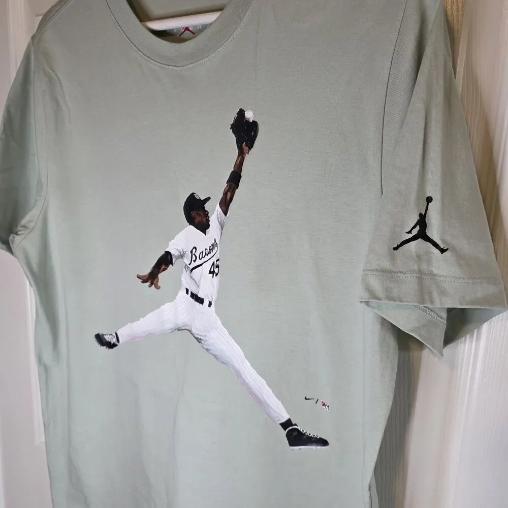 Michael Jordan Shirt Mens M Green Barons Baseball Graphic Tee Jumpman Nike